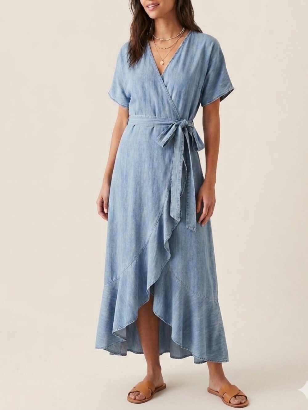 XS/S Shannon Passero Soft Tencel Denim Blue Wrap Dress